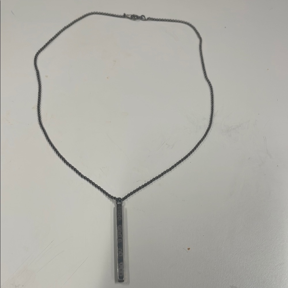 Sterling bar pendant necklace with Courage quote